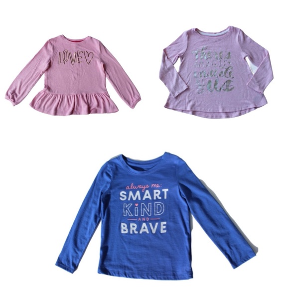 3 - Pk Cat & Jack Long Sleeve Tees. Size 4T, 5T - Picture 1 of 13